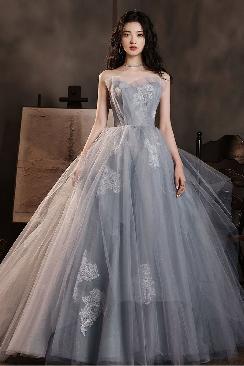 Grey formal dresses long best sale