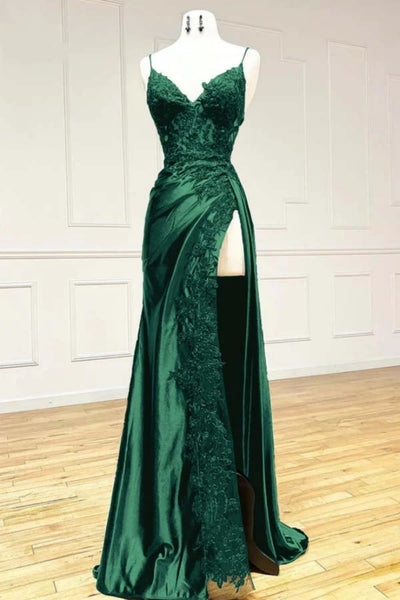 V Neck Mermaid Burgundy Blue Purple Green Lace Prom Dresses, V Neck Lace Formal Evening Dresses