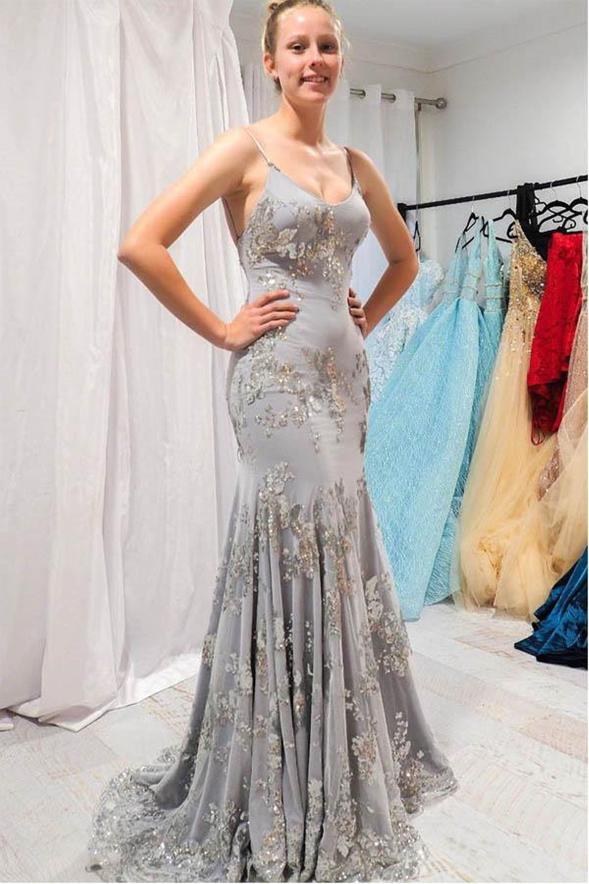 Gray Mermaid Prom Dresses