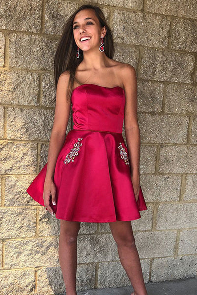 Short Burgundy Prom Dresses, Short Burgundy Formal Homecoming Dresses