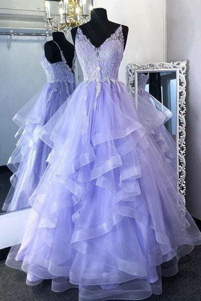Purple A-Line Tulle Layered Evening Formal Dresses Long, 43% OFF